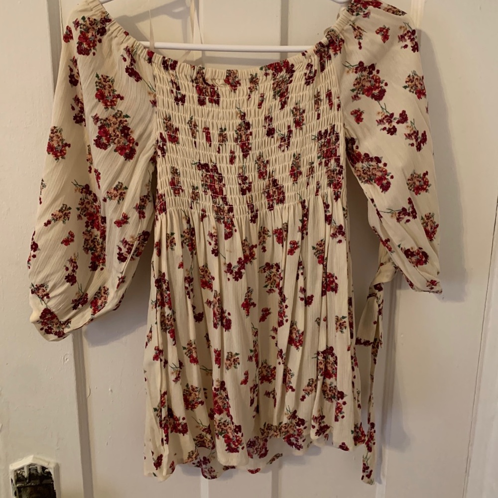 Flower off the shoulder top